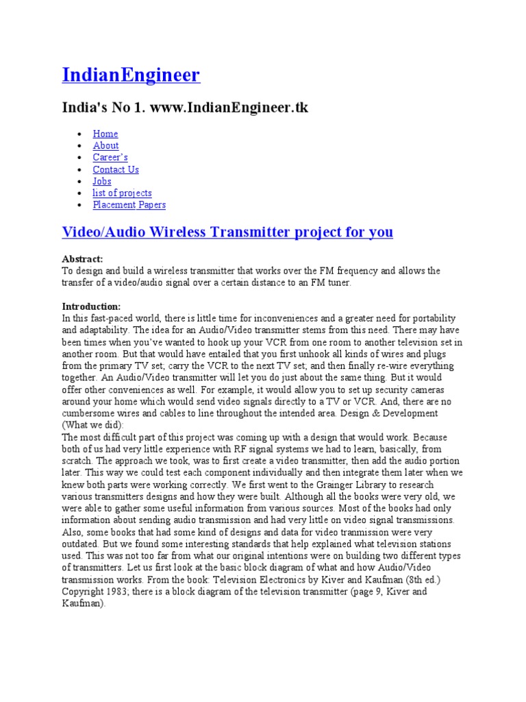 Video Audio Wireless Transmitter Project For You Power Supply Amplifier