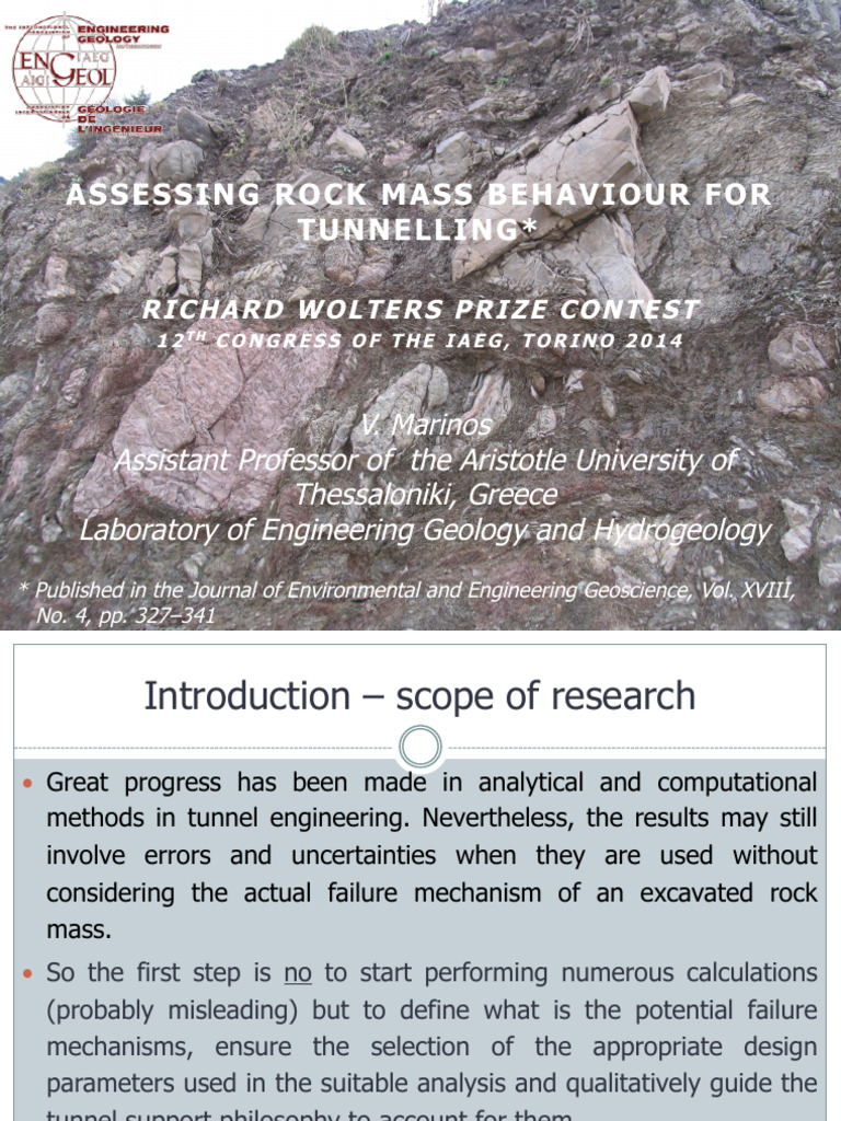 Assessing Rock Mass Behavior For Tunnelling - Lecture-Vassilis-Marinos ...