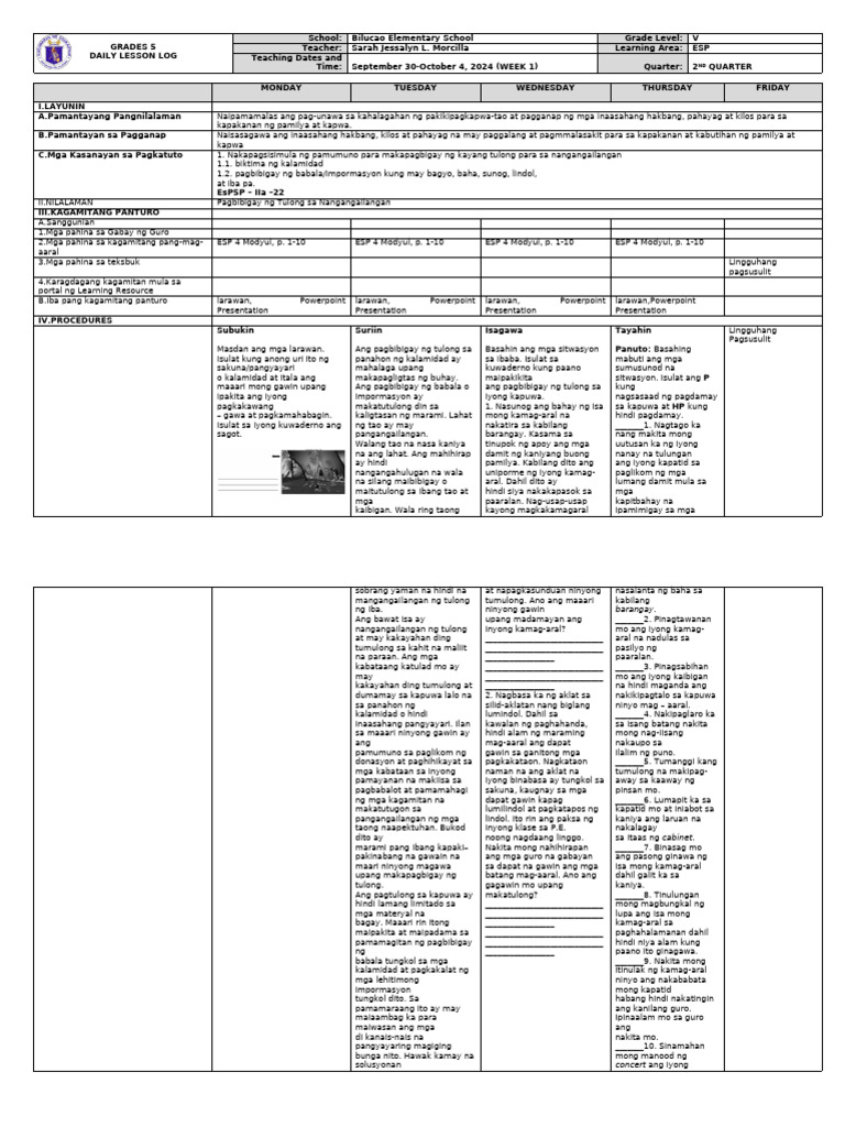 DLL - Esp 5 - Q2 - W1 | PDF