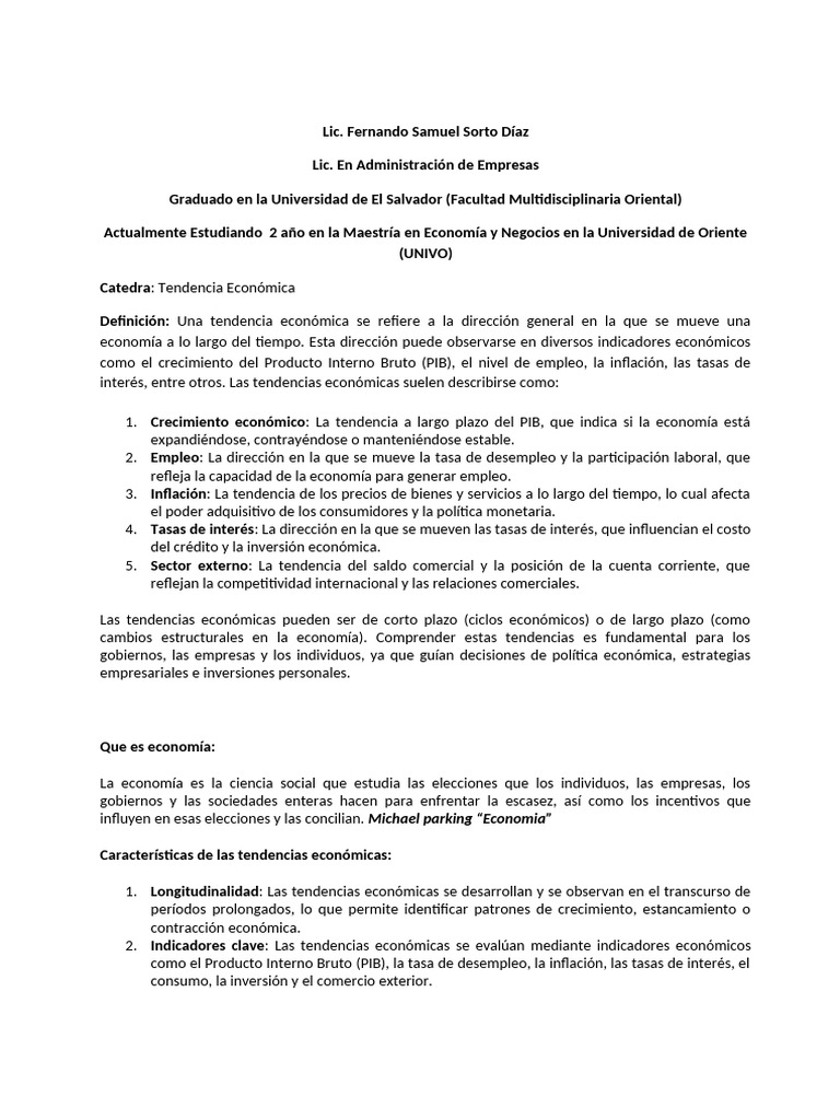 Tendencia Economica | PDF