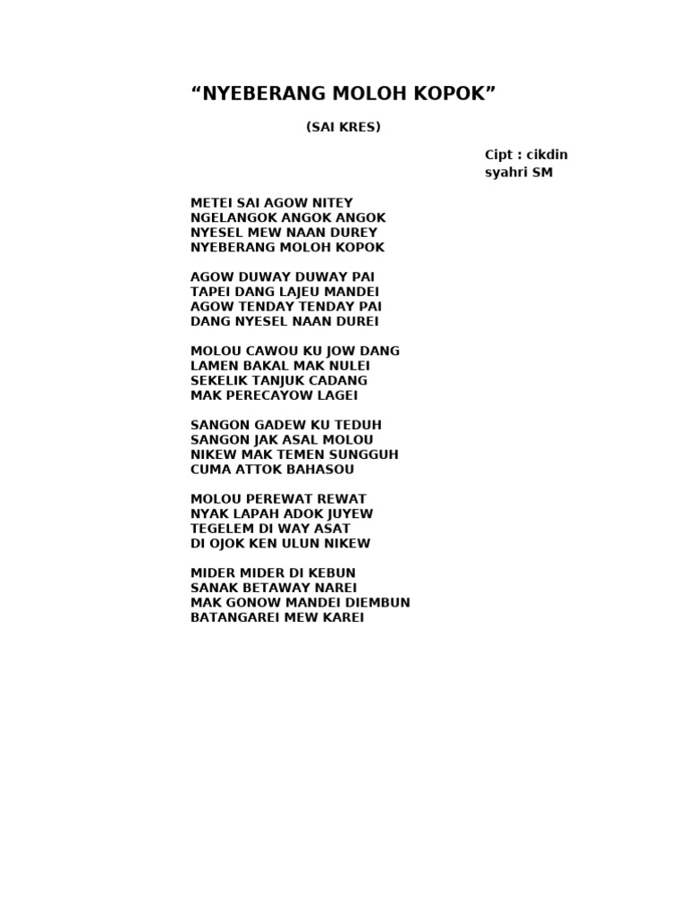 Nyeberang Moloh Kopok | PDF