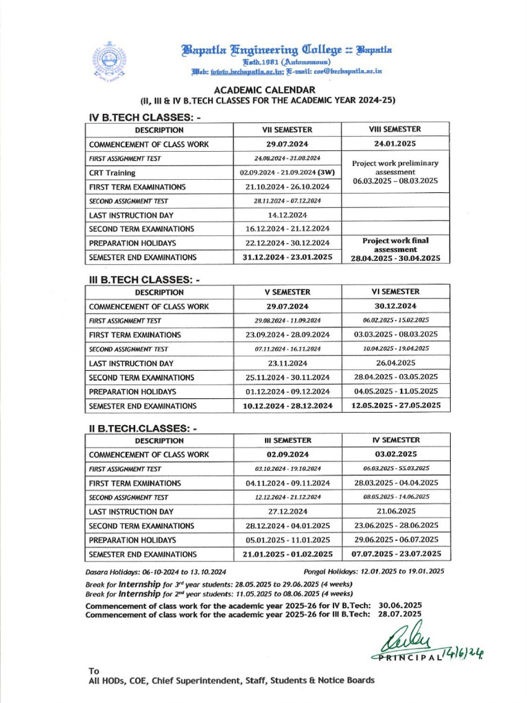 Academic Calendar 2024 25 AY | PDF
