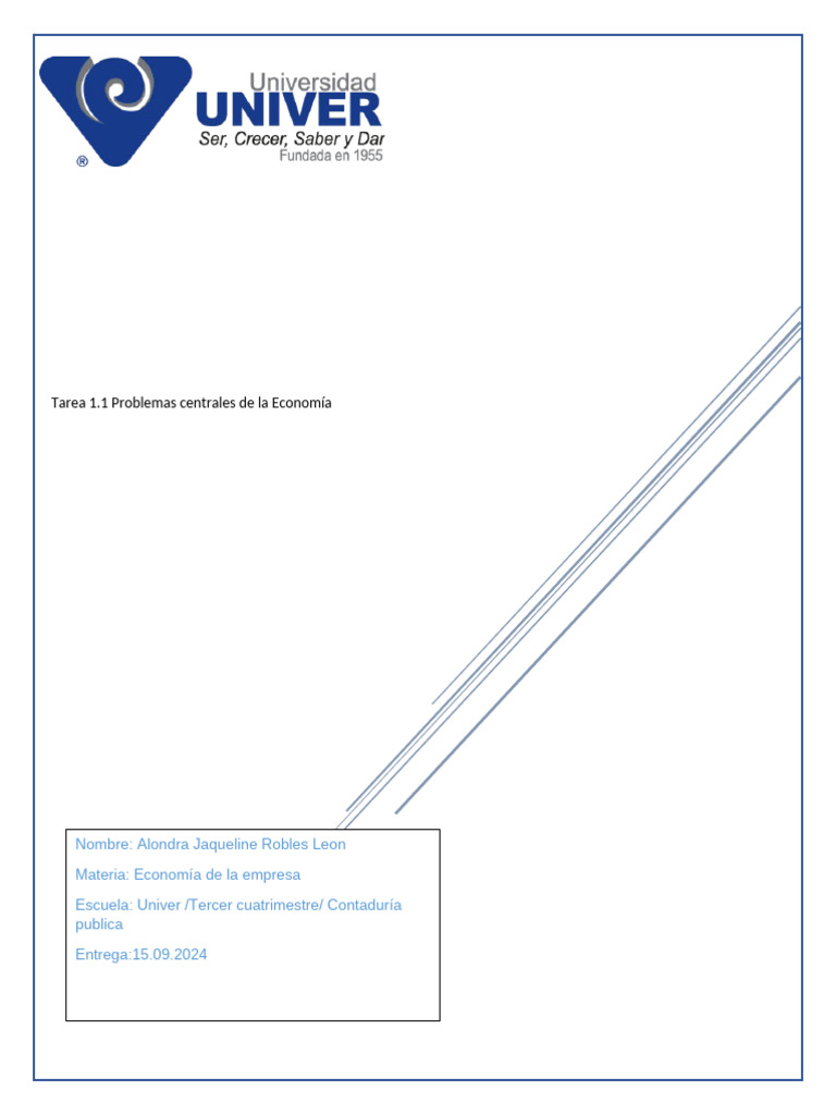 Tarea 1.1 Problemas Centrales de La Economía | PDF