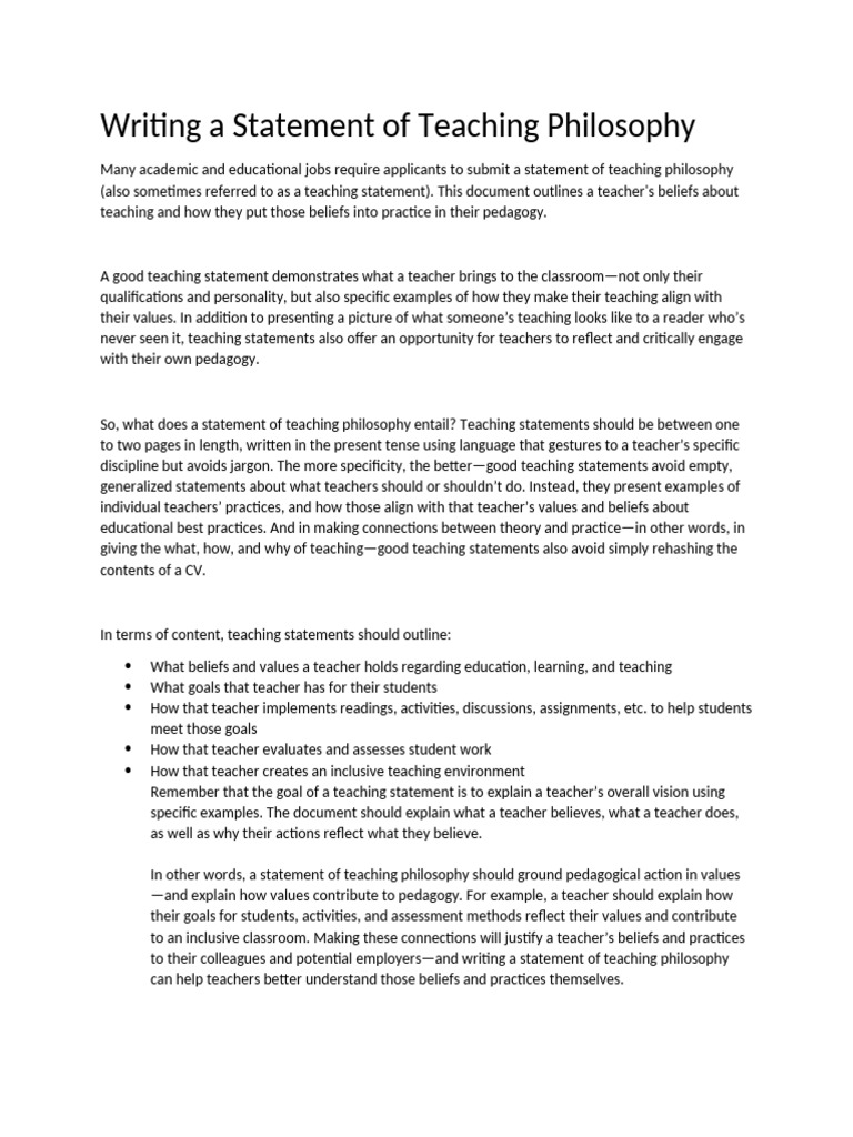 Writing a statement of teaching philosophy pdf