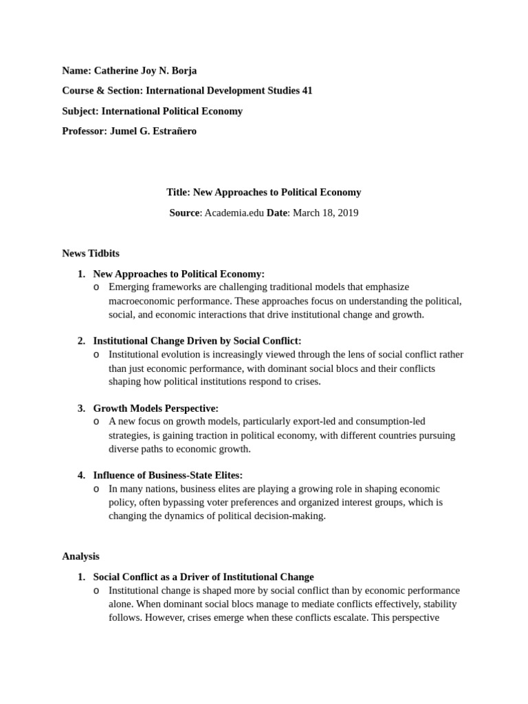 New Trends in Political Economy Analysis | PDF | Economic Inequality ...