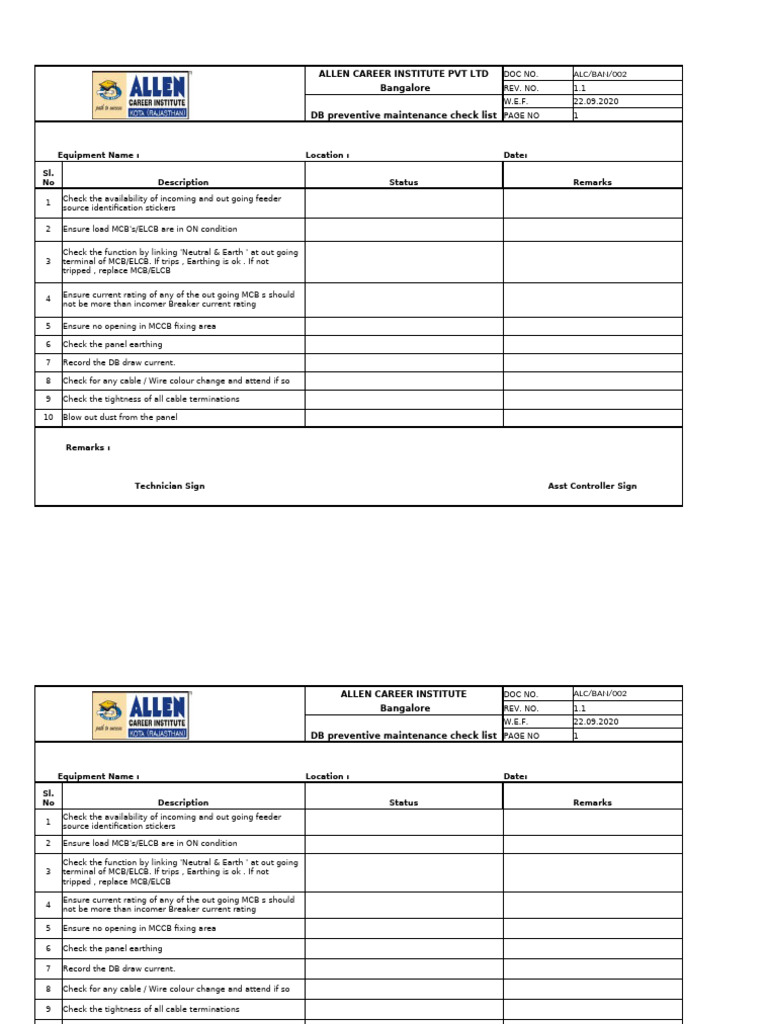 Checklist DB | PDF