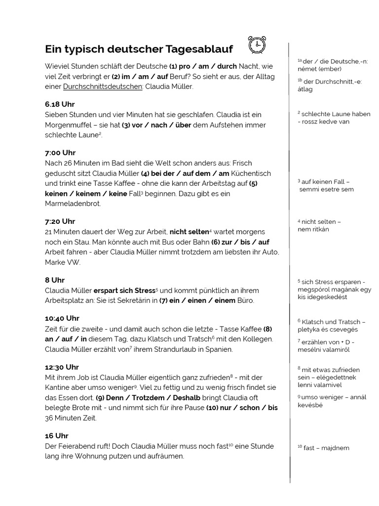 Ein Typisch Deutscher Tagesablauf ABC PDF