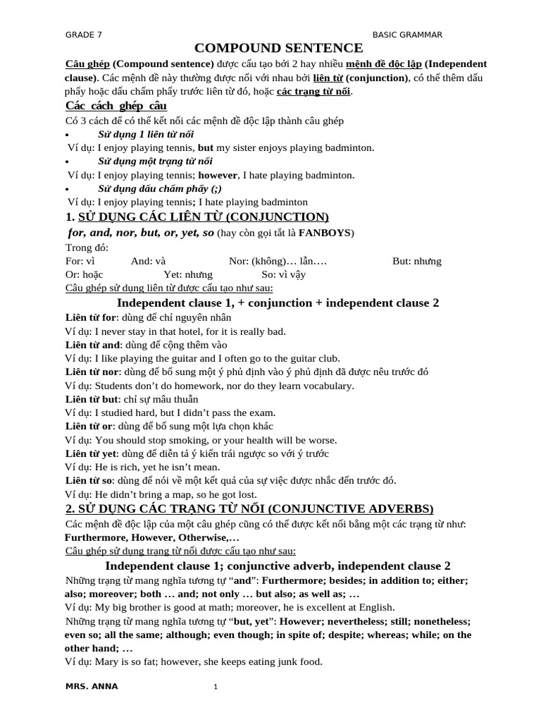Compound sentence pdf