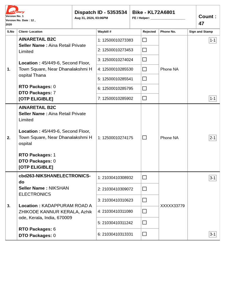 Delhivery - Print POD For Return Dispatch | PDF