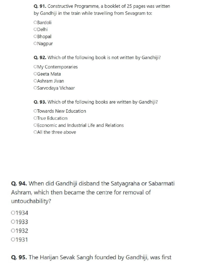 QUIZ PRACTICE SET 20 (MK Gandhi) | PDF