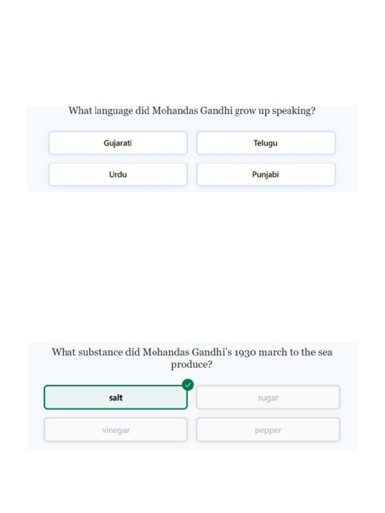 QUIZ PRACTICE SET 23 (MK Gandhi) | PDF