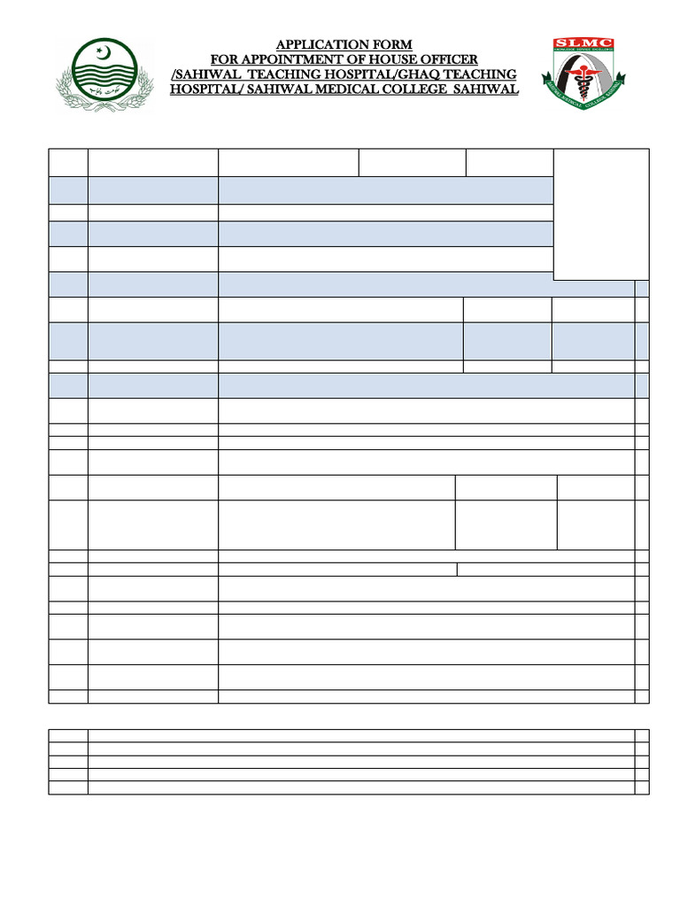 Application Form For House Job | PDF