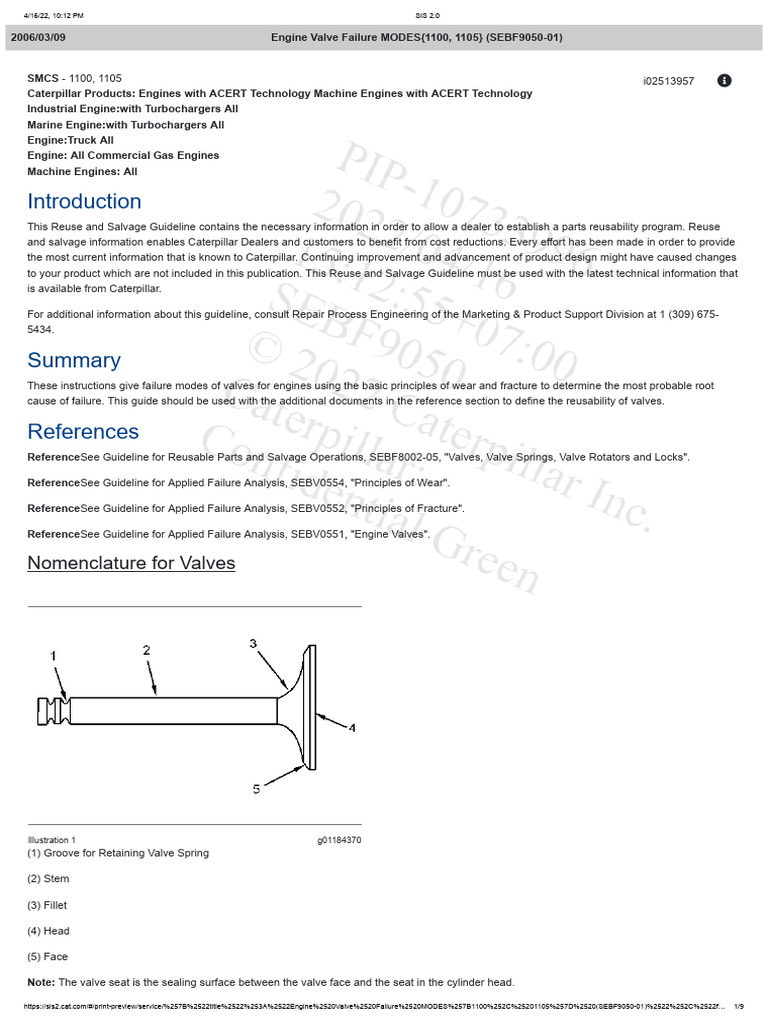Engine Valve Failure MODES (1100, 1105) (SEBF905001) PDF