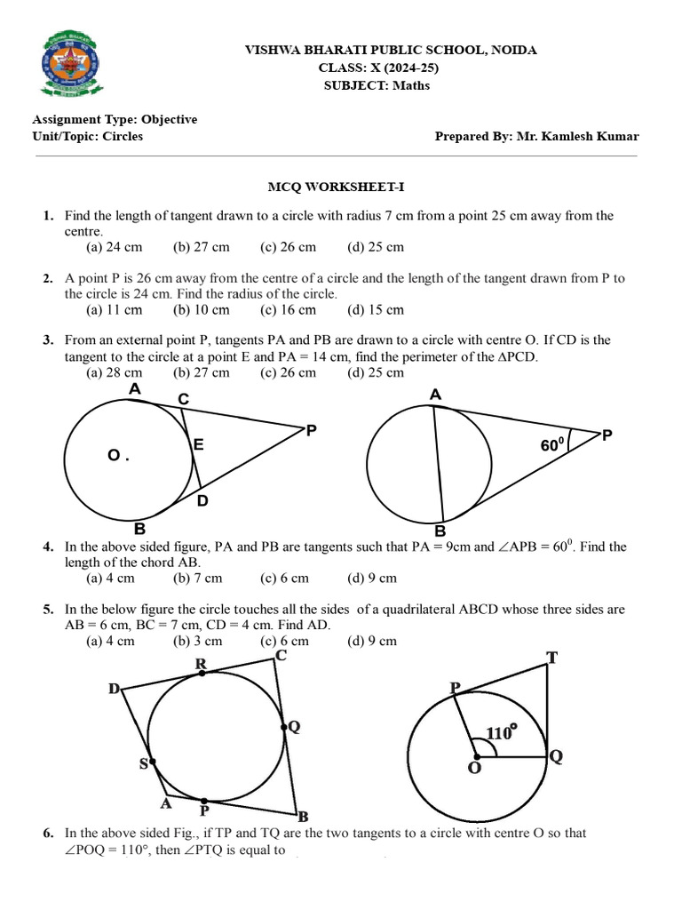 Circles Class 10 10.2