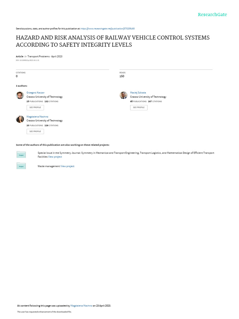 Hazardand Risk Analysisof Railway Vehicle Control Systems Accordingto ...