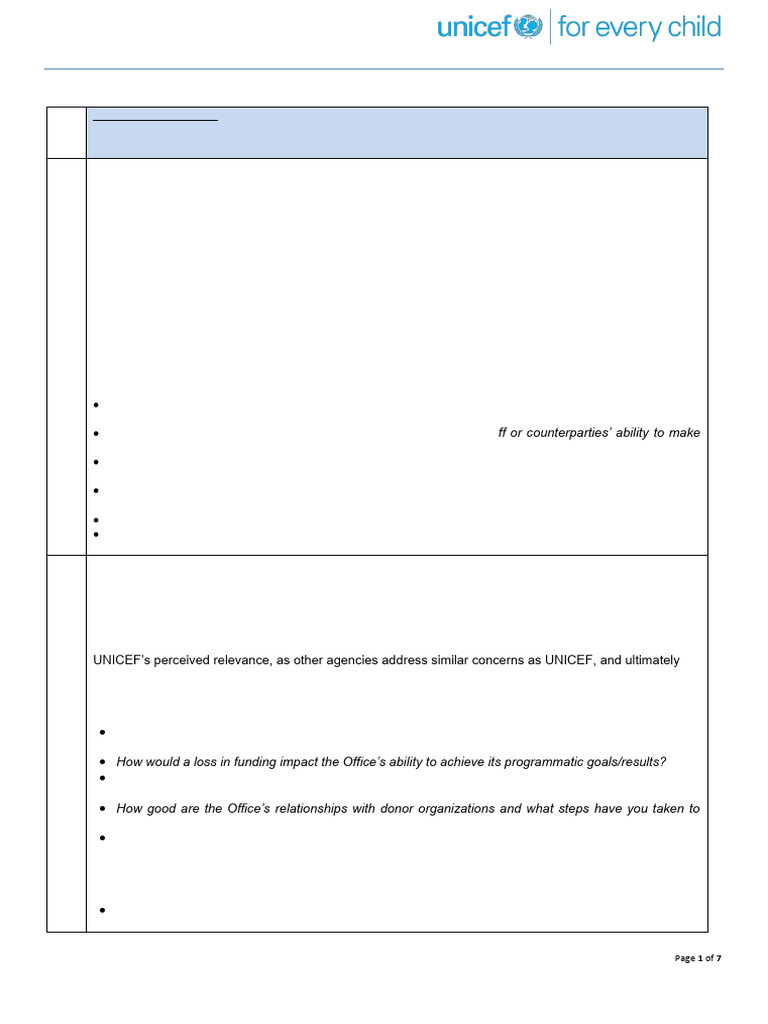 Unicef 12 Risk Areas 2018 | PDF