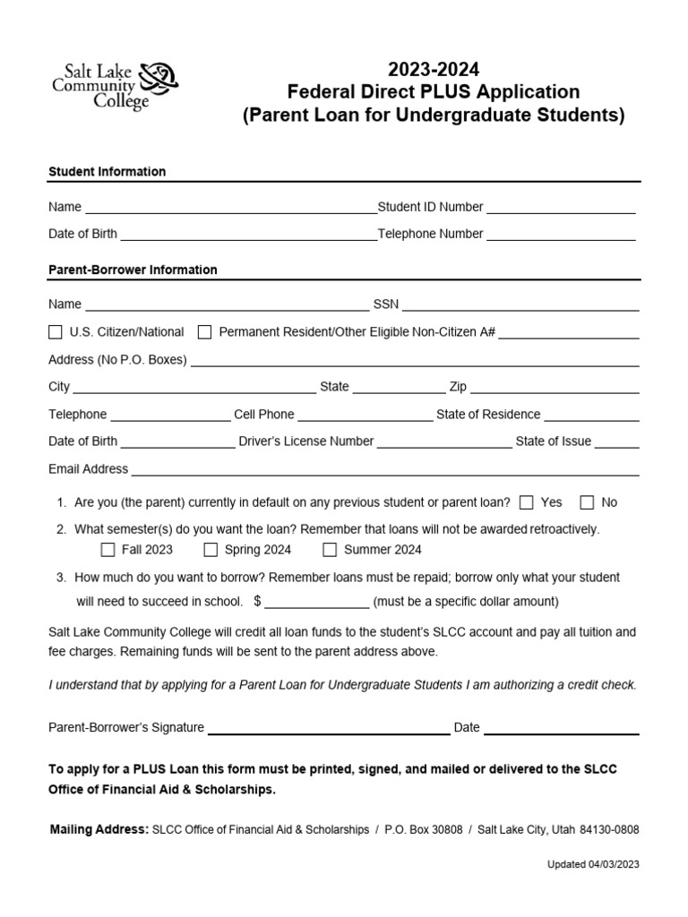 23 24 Fed Direct Plus Loan Application | PDF