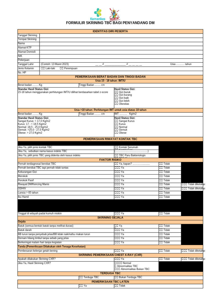 Lampiran Skrining TB DM | PDF