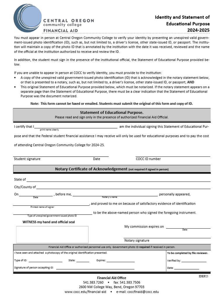 Identity and Statement of Educational Purpose 2024 2025 | PDF