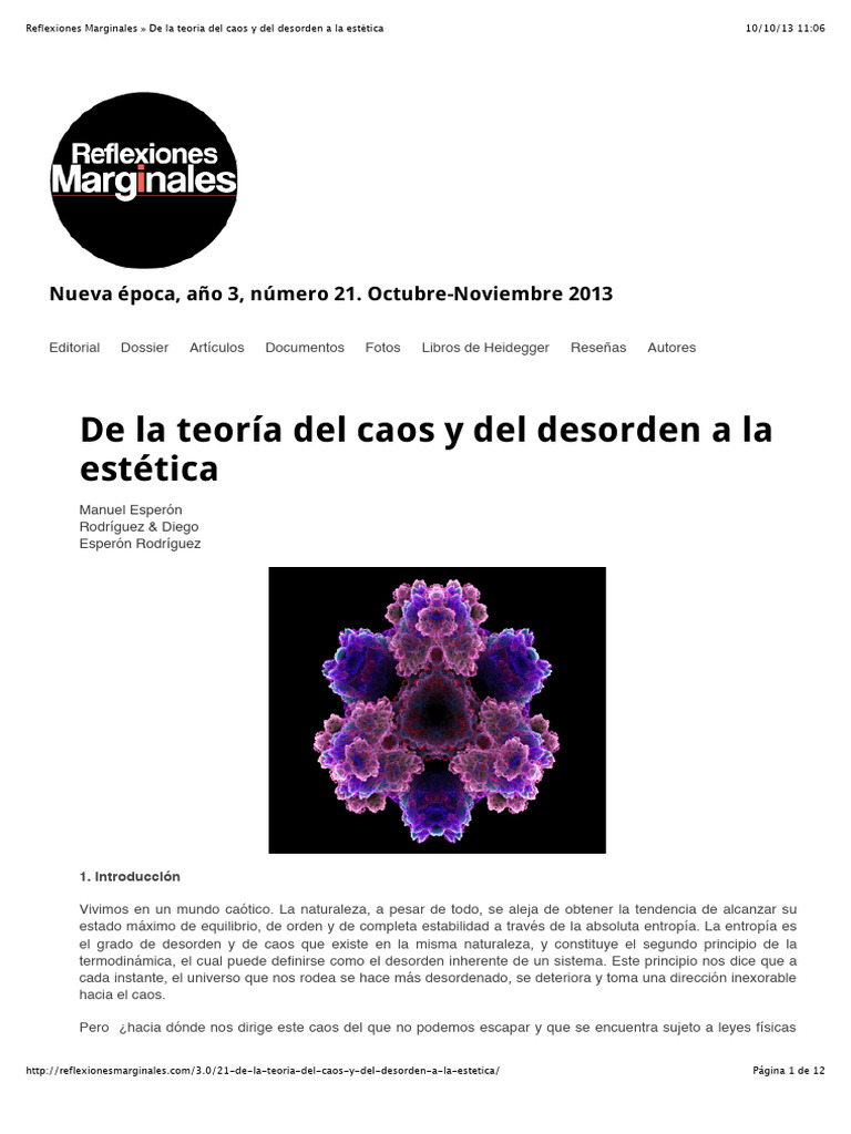 De La Teoria Del Caos y Del Desorden | PDF