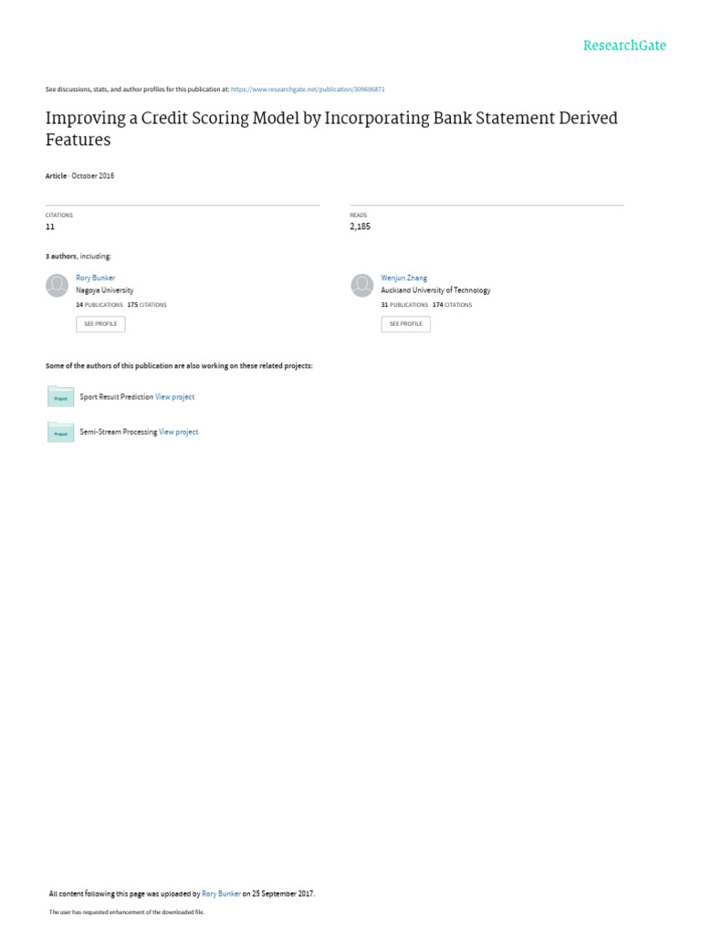 Improving Credit Scoring Using Bank Stat | PDF