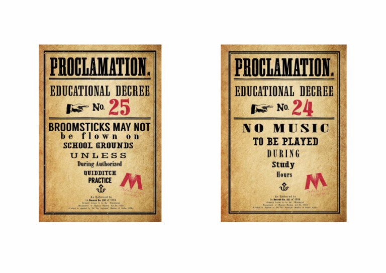 Harry Potter Proclamations 25 and 24 | PDF