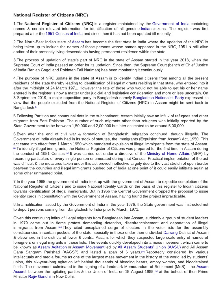NRC Update Process in Assam | PDF | Cultural Globalization | Politics ...