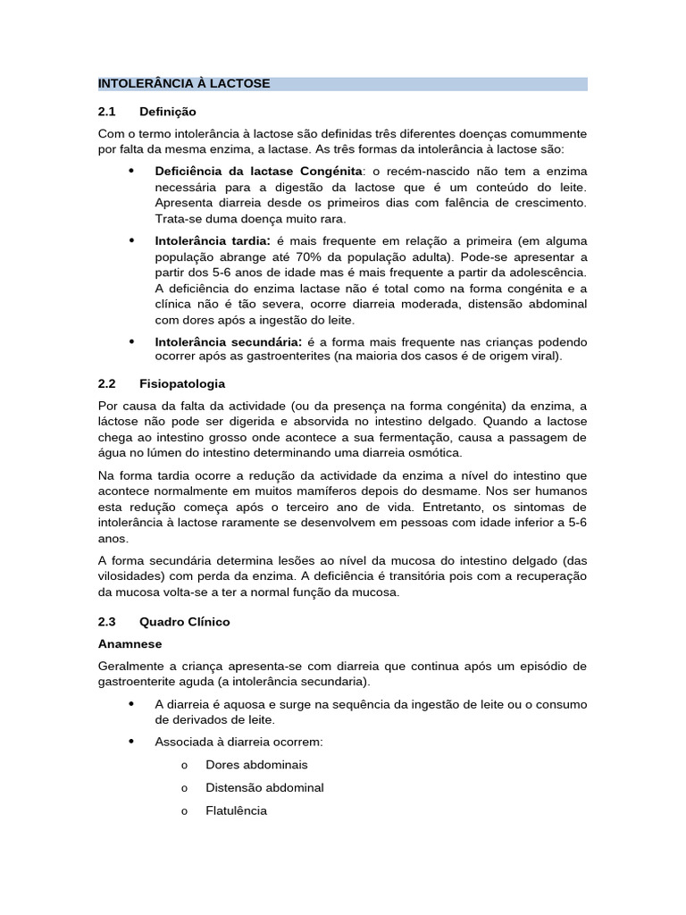 INTOLERÂNCIA À LACTOSE Inf ELMINT | PDF
