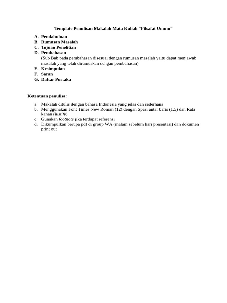 Template Penulisan Makalah Mata Kuliah | PDF