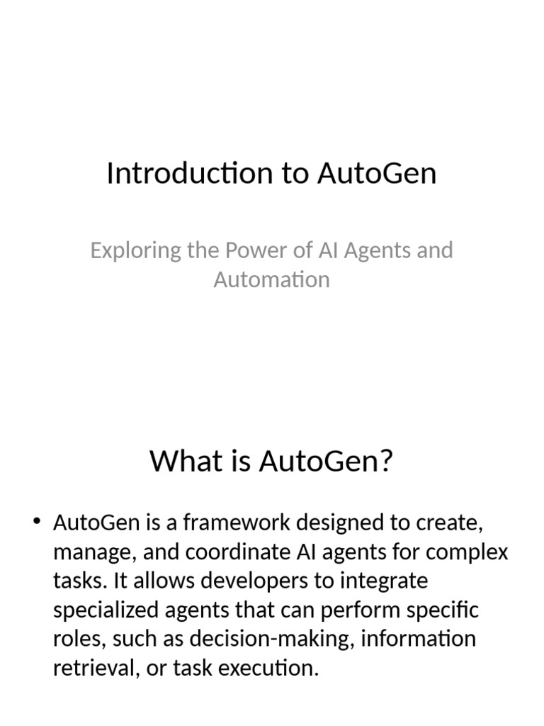 Introduction to AutoGen Framework | PDF | Business | Technology ...