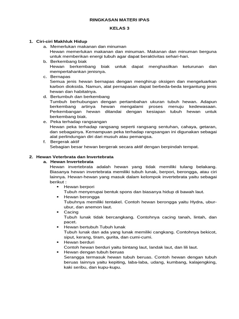 Ringkasan Materi Ipas Kelas 3 | PDF