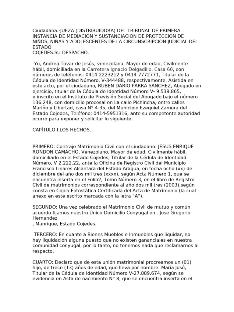 Formato De Libelo De Demanda Laboral