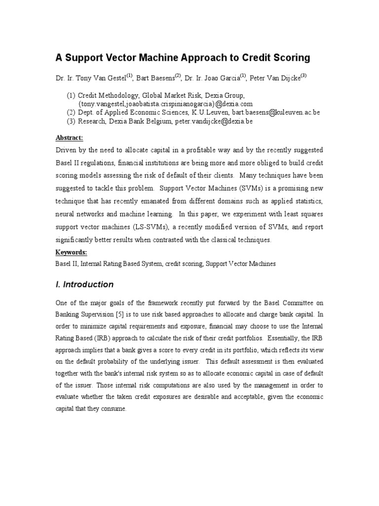 SVMs for Credit Scoring Models | PDF | Statistical Classification ...
