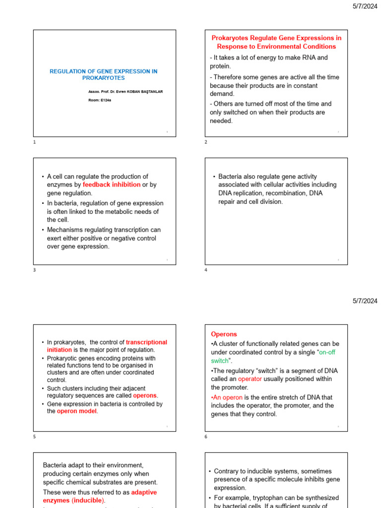 Regulation of Gene Expression in Prokaryotes | PDF