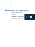 E-Light Multifuctional Beauty Equipment: User'S Manual