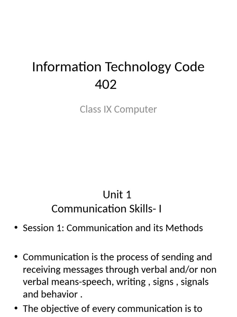 Information Technology Code 402 | PDF | Nonverbal Communication ...