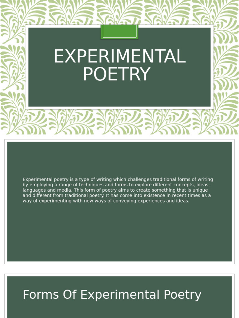 Experimental Poetry | PDF | Poetry