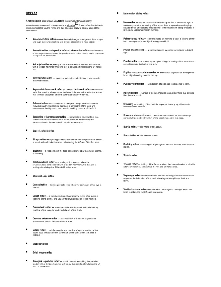 Reflexes Explained for Med Students | PDF | Wellness