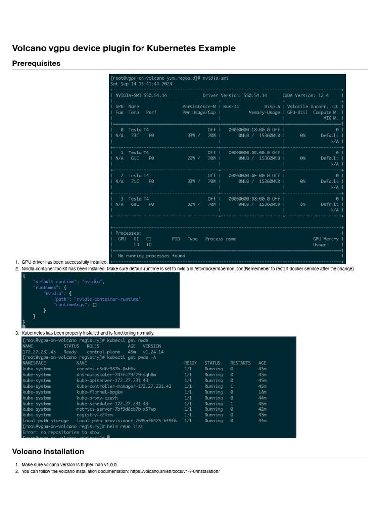 Volcano GPU Device Plugin Setup Guide | PDF | Computer Architecture ...