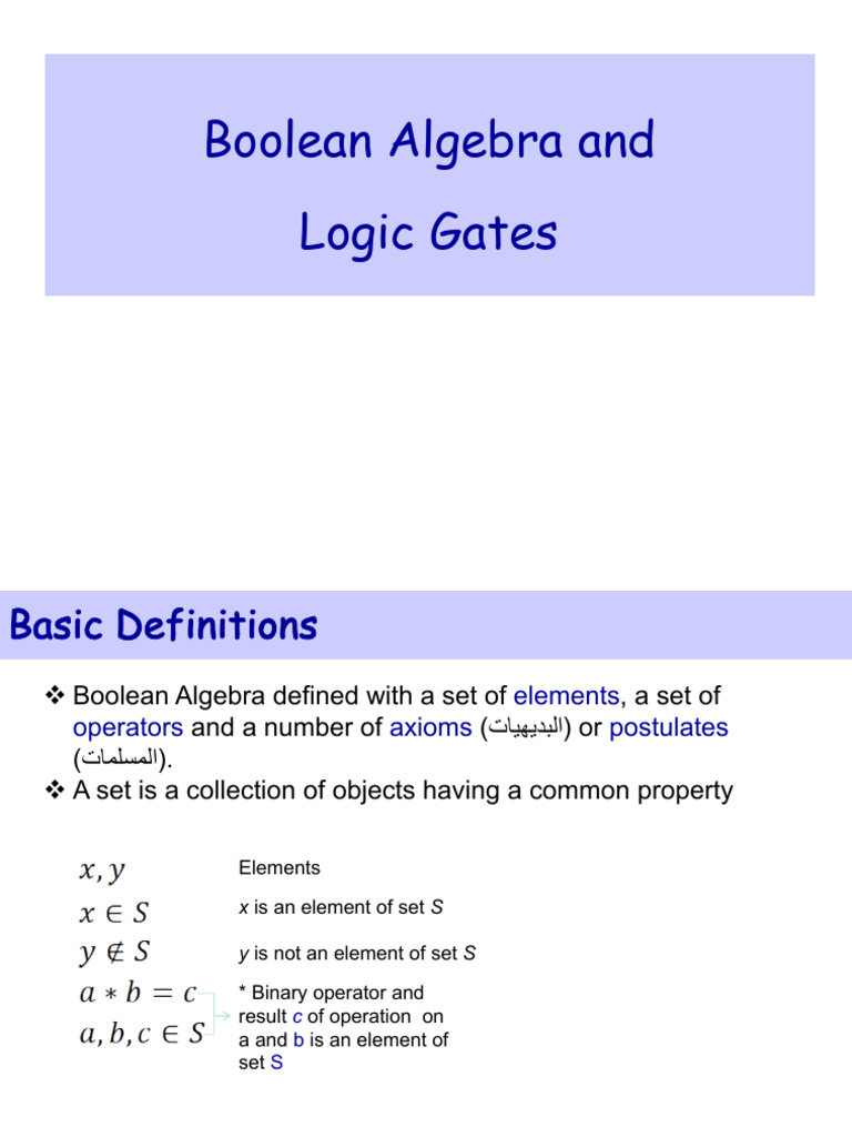 Ch2 - Boolean Algebra and Logic Gates | PDF