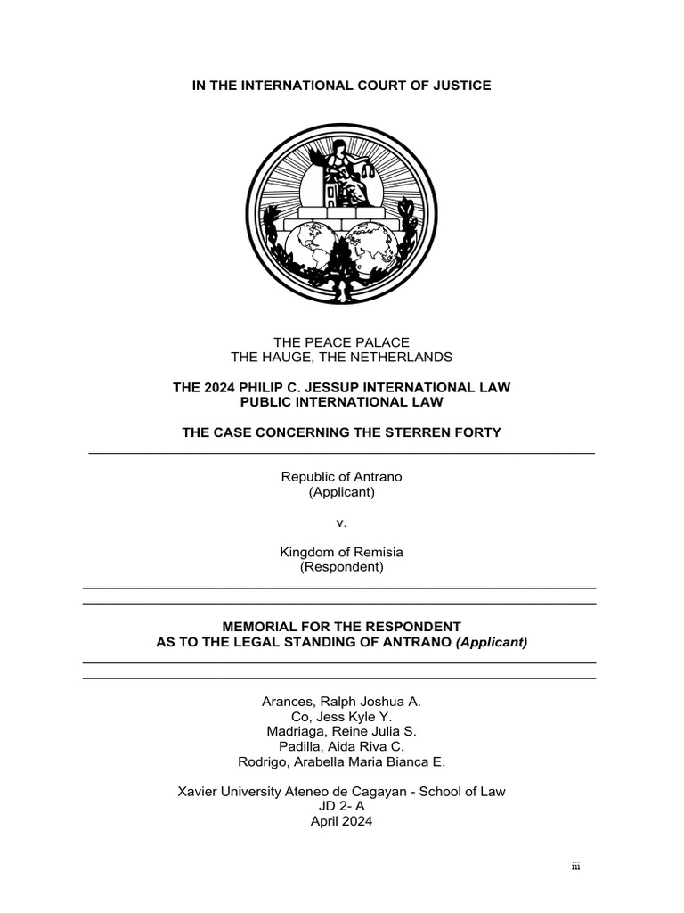 The 2024 Philip C. Jessup Public International Law | PDF ...