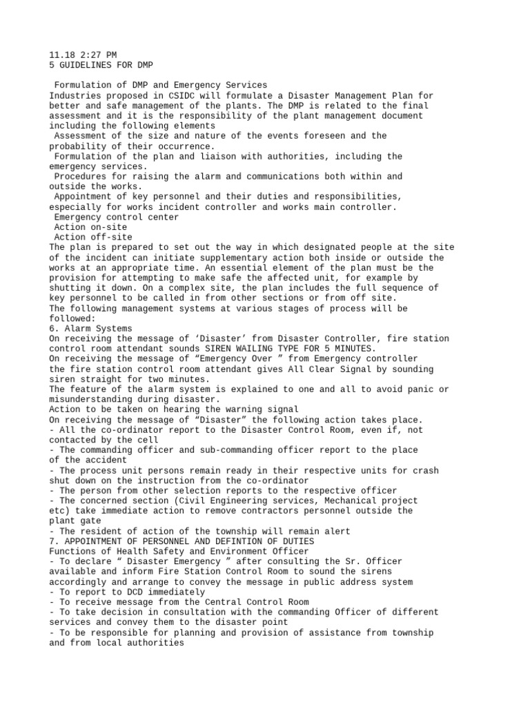 Disaster Management Plan Guidelines | PDF | Emergency | Safety