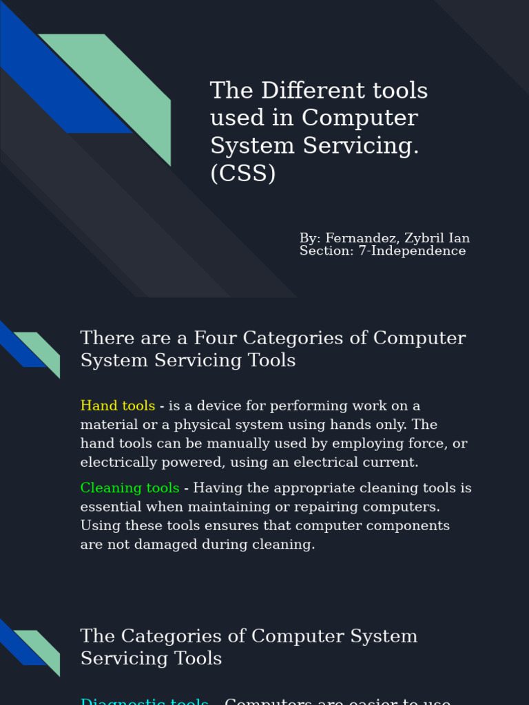 The Different Tools Used in Computer System Servicing. (CSS) PDF