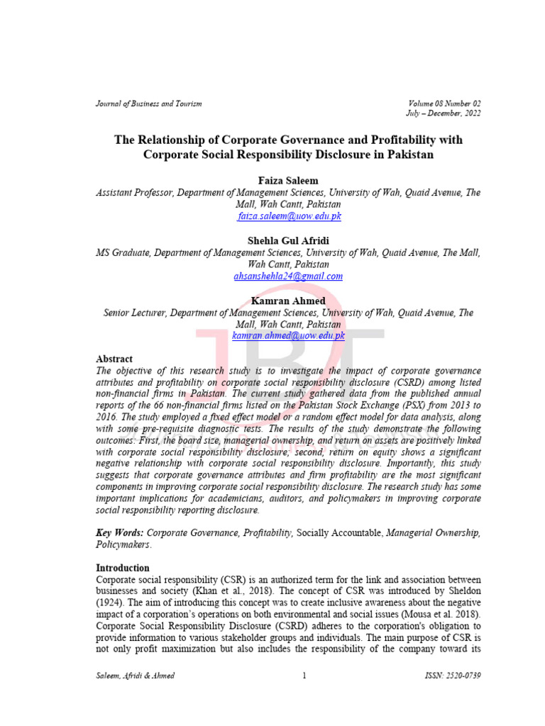 The Relationship of Corporate Governance and Profitability With ...