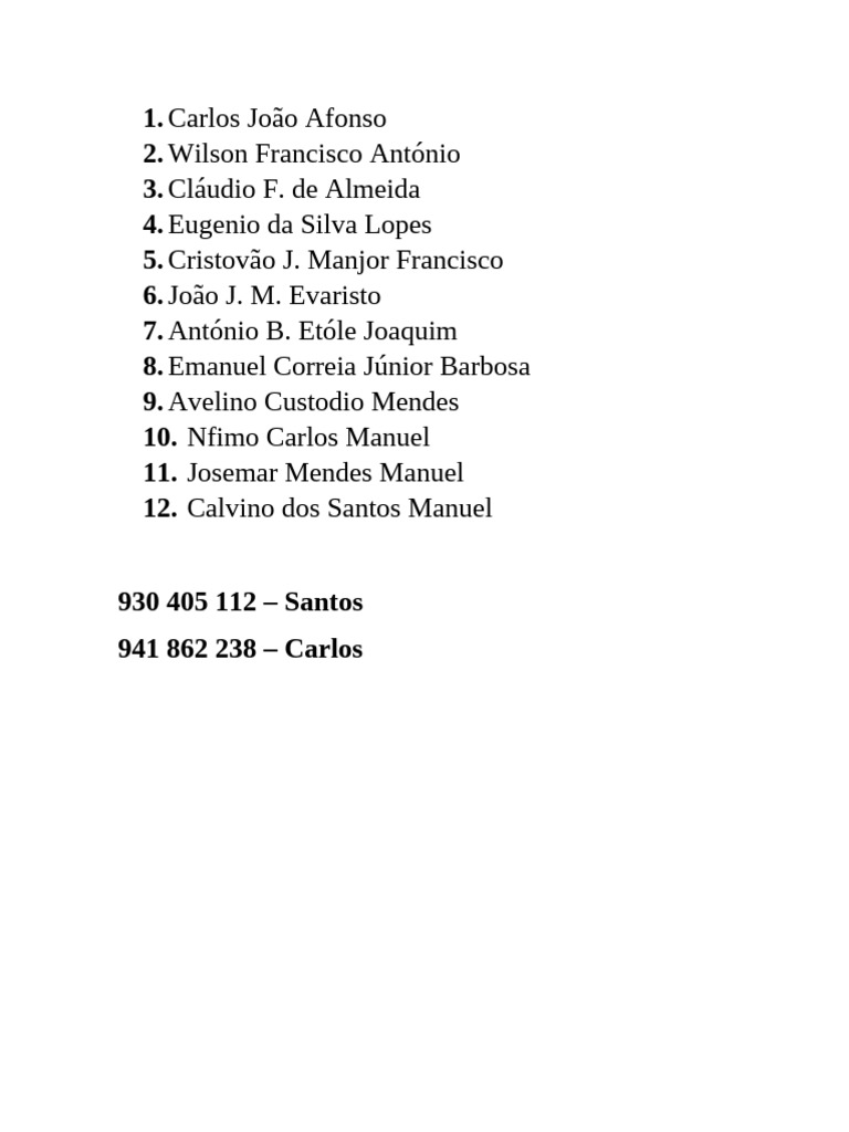 Lista De Nomes Pdf