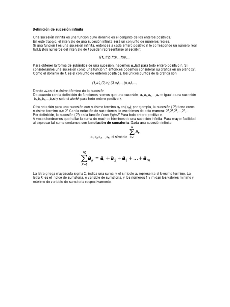 Definición de Sucesión Infinita | PDF | Suma | Secuencia