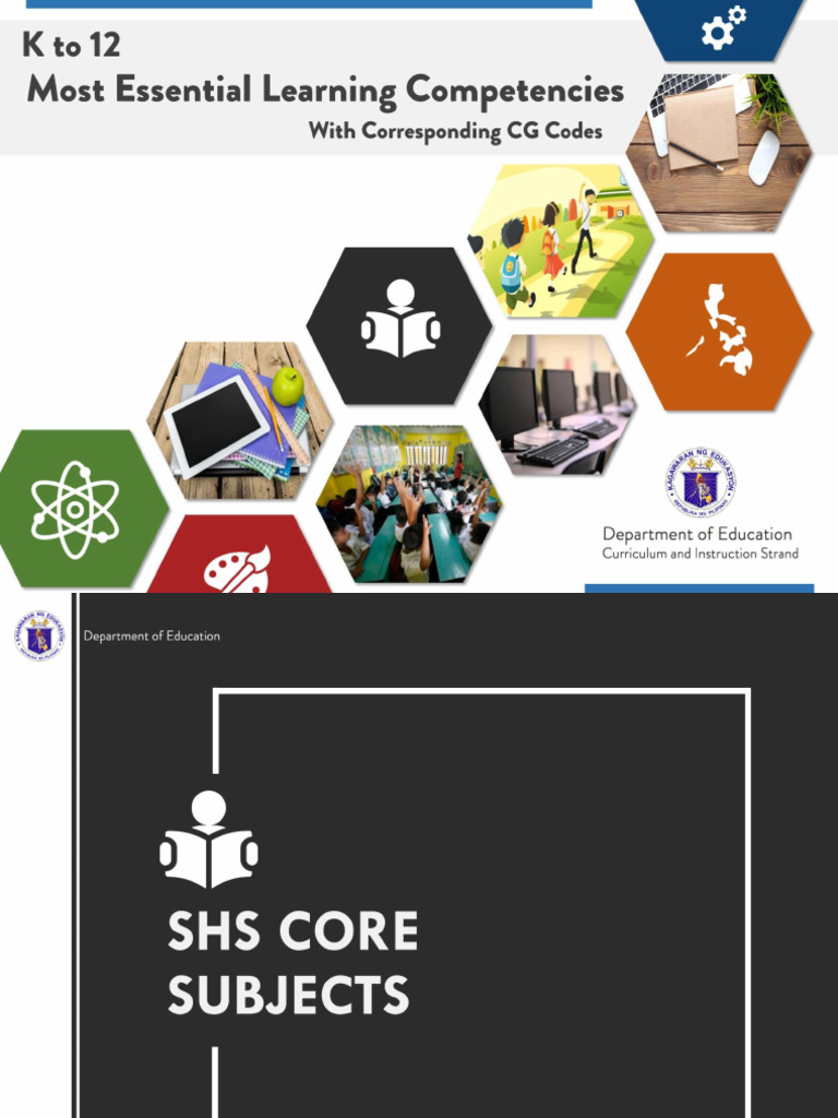 K to 12 melcs with cg codes shs core subjects pdf