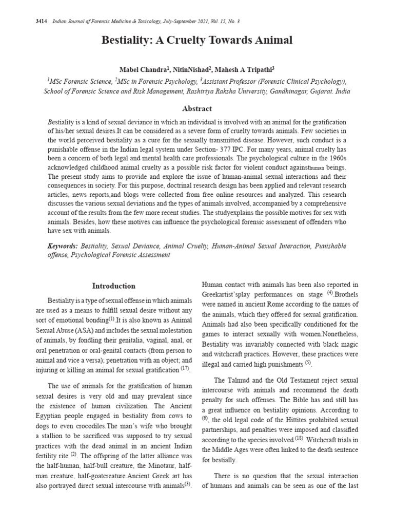 Bestiality: A Study of Animal Cruelty | PDF | Zoophilia | Sexual ...