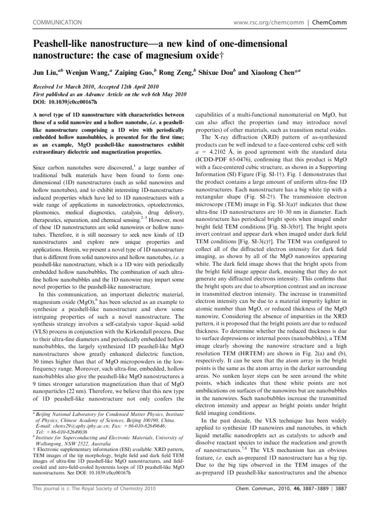 Peashell-Like Nanostructure-A New Kind of One-Dimensional Nanostructure ...
