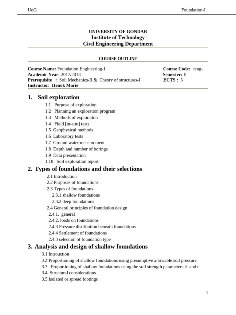 FOUNDATION I Lecture Note | PDF